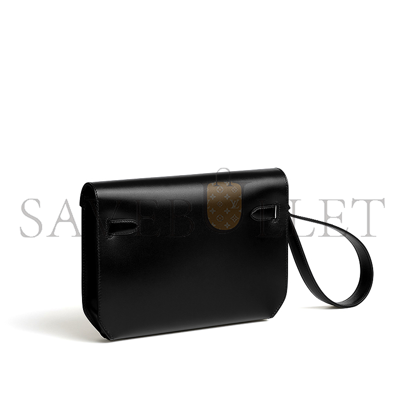 HERMES KELLY DEPECHES 25 MONOCHROME POUCH BOX BLACK PVD H084870CH89 (25*20*4cm)